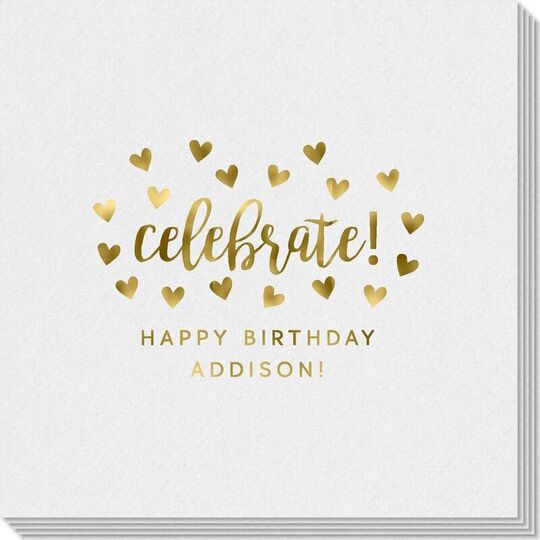 Confetti Hearts Celebrate Linen Like Napkins