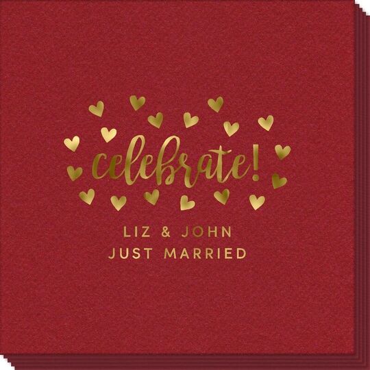 Confetti Hearts Celebrate Linen Like Napkins