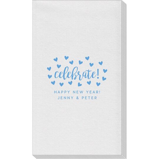 Confetti Hearts Celebrate Linen Like Guest Towels