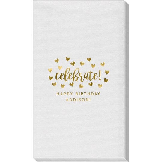 Confetti Hearts Celebrate Linen Like Guest Towels