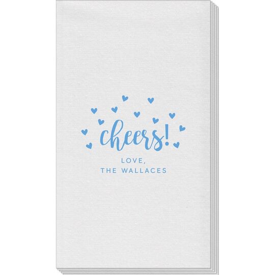 Confetti Hearts Cheers Linen Like Guest Towels