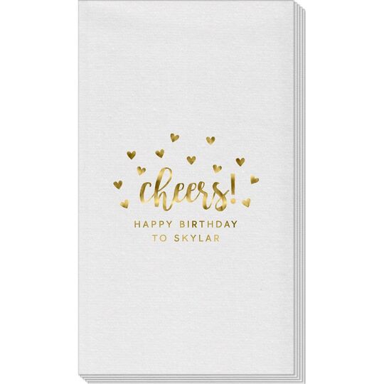 Confetti Hearts Cheers Linen Like Guest Towels