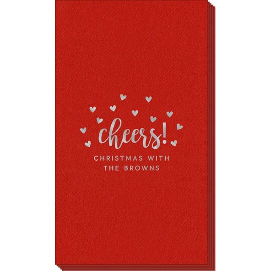 Confetti Hearts Cheers Linen Like Guest Towels