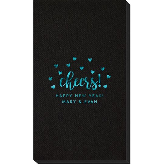 Confetti Hearts Cheers Linen Like Guest Towels