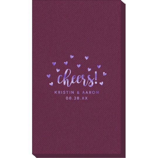 Confetti Hearts Cheers Linen Like Guest Towels