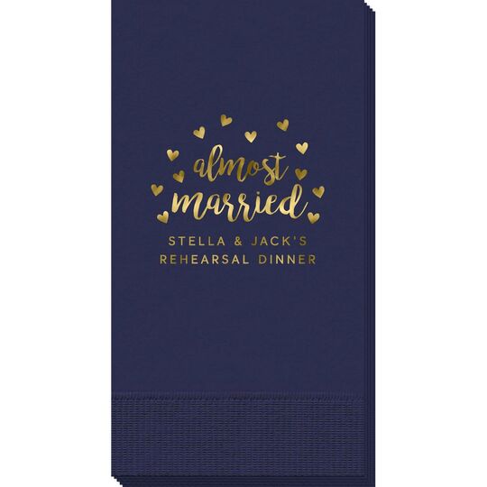 Confetti Hearts Almost Married Guest Towels