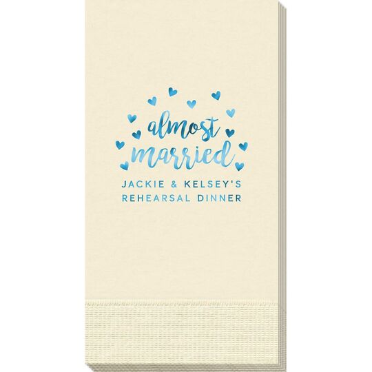 Confetti Hearts Almost Married Guest Towels