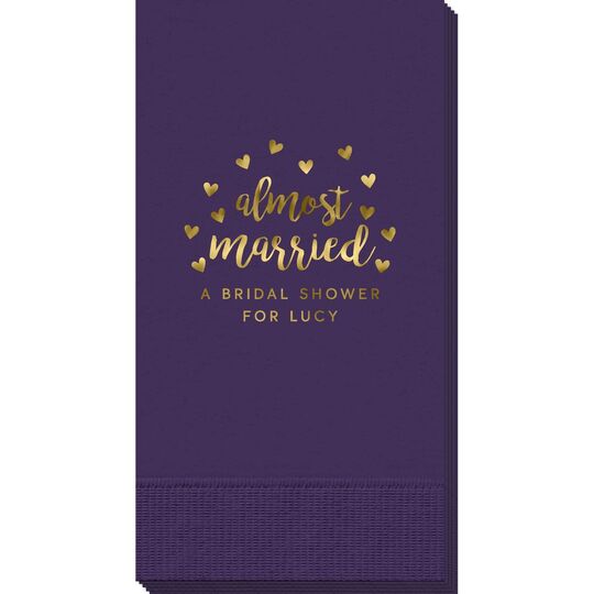 Confetti Hearts Almost Married Guest Towels