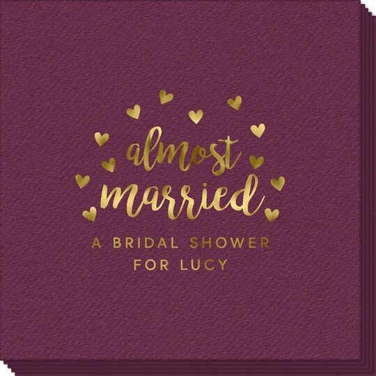 Confetti Hearts Almost Married Linen Like Napkins