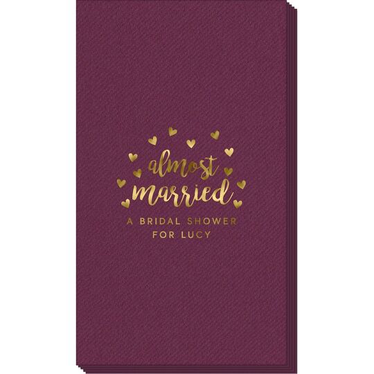 Confetti Hearts Almost Married Linen Like Guest Towels