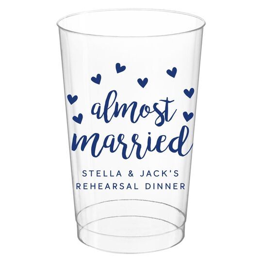 Confetti Hearts Almost Married Clear Plastic Cups