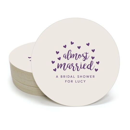 Confetti Hearts Almost Married Round Coasters