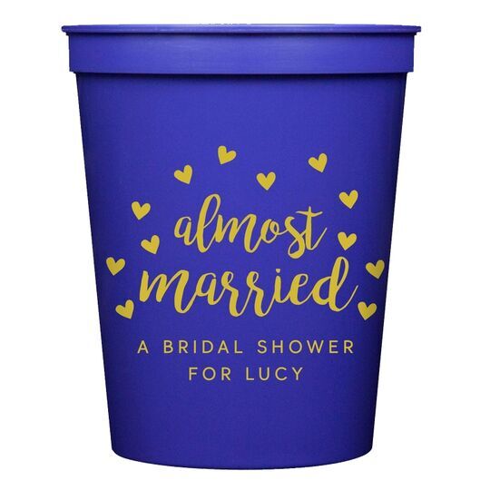 Confetti Hearts Almost Married Stadium Cups