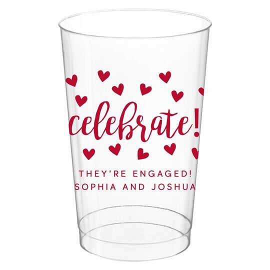 Confetti Hearts Celebrate Clear Plastic Cups