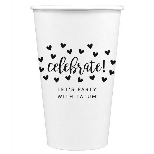 Confetti Hearts Celebrate Paper Coffee Cups