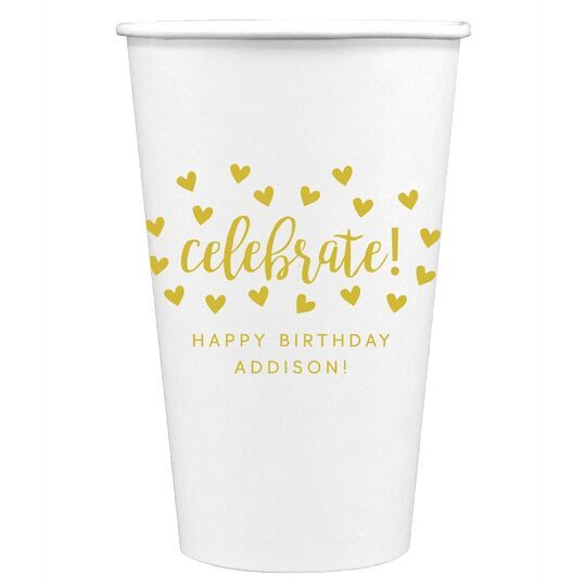 Confetti Hearts Celebrate Paper Coffee Cups