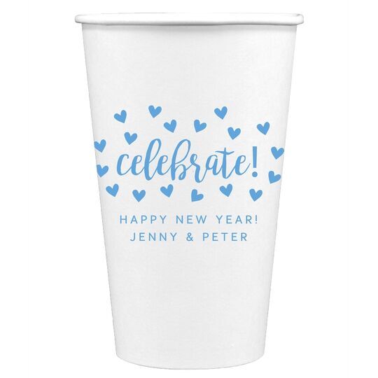 Confetti Hearts Celebrate Paper Coffee Cups