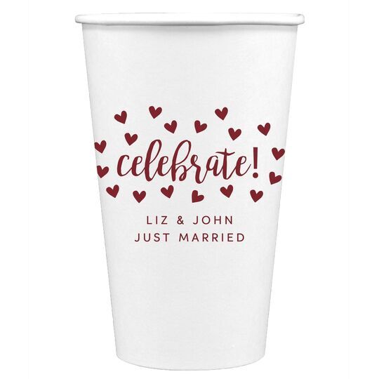 Confetti Hearts Celebrate Paper Coffee Cups