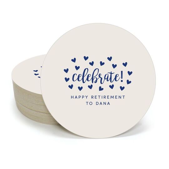 Confetti Hearts Celebrate Round Coasters