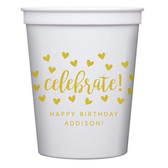 Confetti Hearts Celebrate Stadium Cups