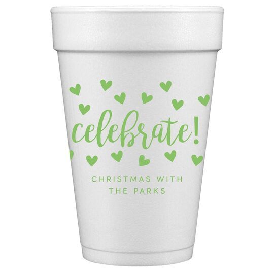 Confetti Hearts Celebrate Styrofoam Cups