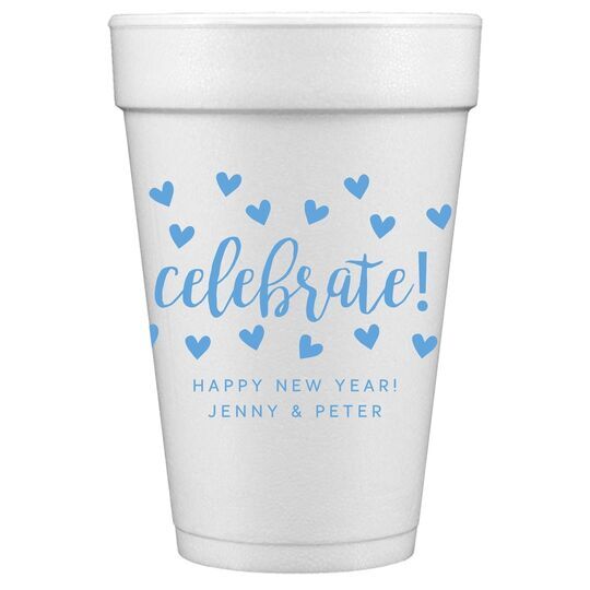 Confetti Hearts Celebrate Styrofoam Cups