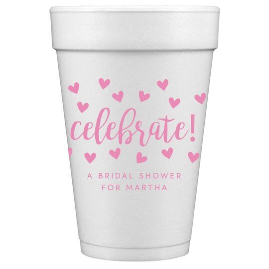 Confetti Hearts Celebrate Styrofoam Cups