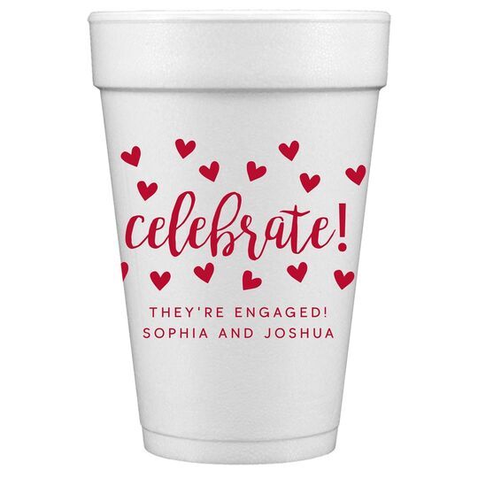 Confetti Hearts Celebrate Styrofoam Cups