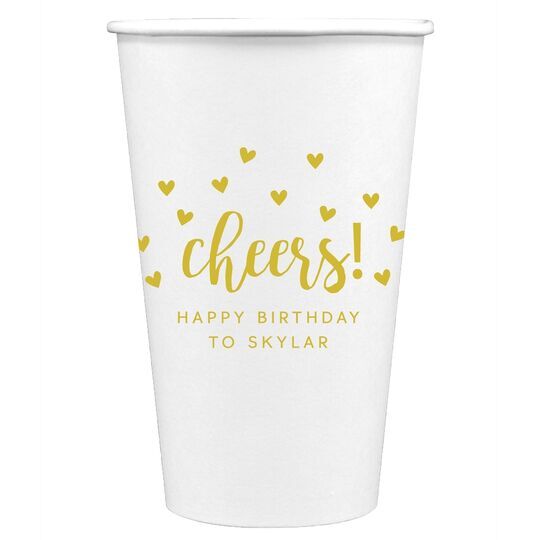 Confetti Hearts Cheers Paper Coffee Cups