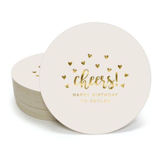 Confetti Hearts Cheers Round Coasters