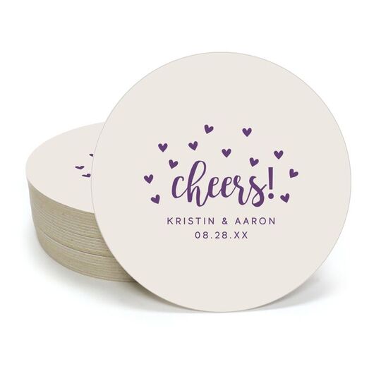 Confetti Hearts Cheers Round Coasters