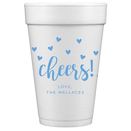 Confetti Hearts Cheers Styrofoam Cups