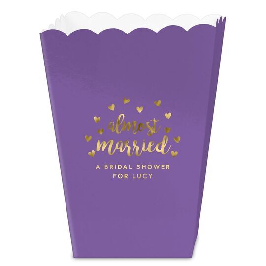 Confetti Hearts Almost Married Mini Popcorn Boxes