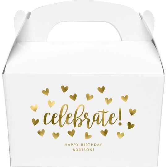Confetti Hearts Celebrate Gable Favor Boxes