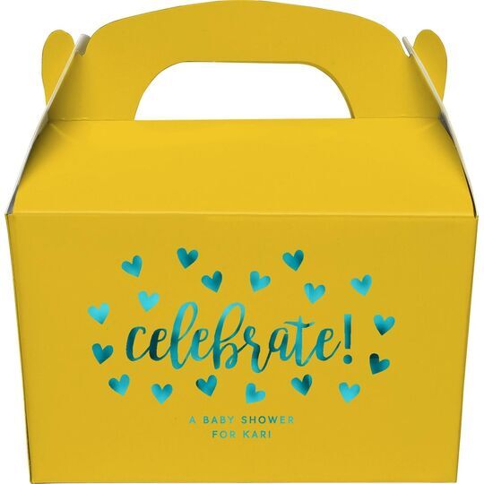 Confetti Hearts Celebrate Gable Favor Boxes