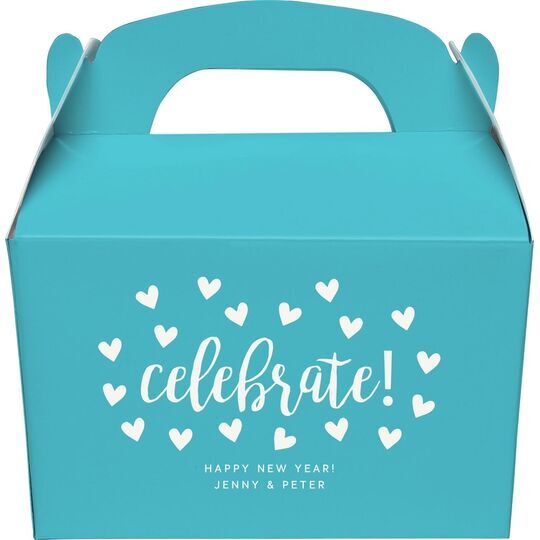 Confetti Hearts Celebrate Gable Favor Boxes