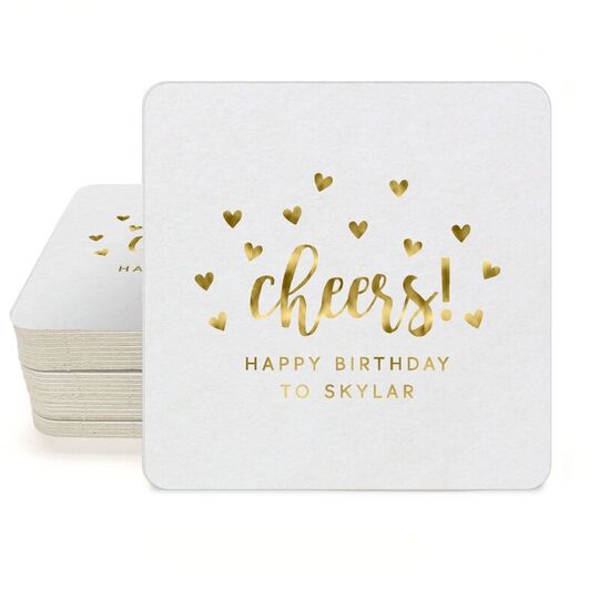 Confetti Hearts Cheers Square Coasters