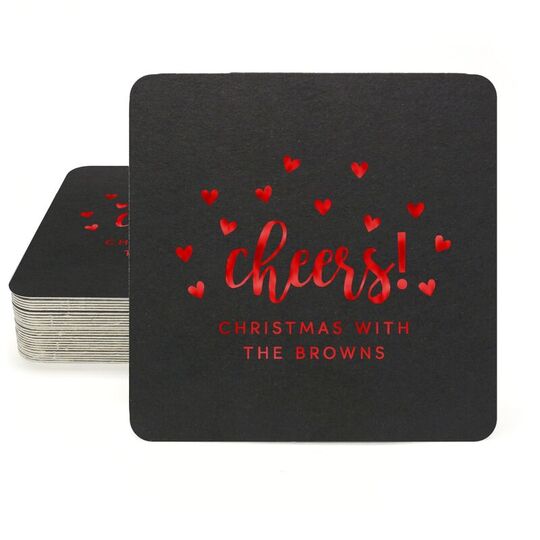 Confetti Hearts Cheers Square Coasters