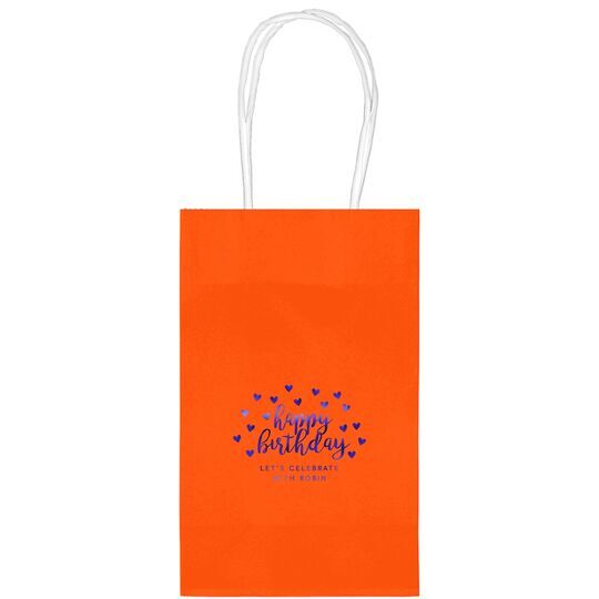 Confetti Hearts Happy Birthday Medium Twisted Handled Bags