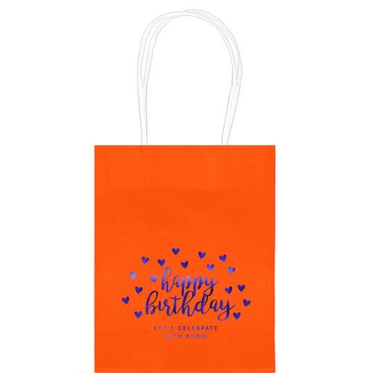 Confetti Hearts Happy Birthday Mini Twisted Handled Bags