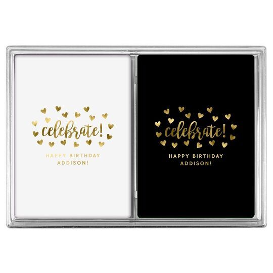 Confetti Hearts Celebrate Double Deck Playing Cards