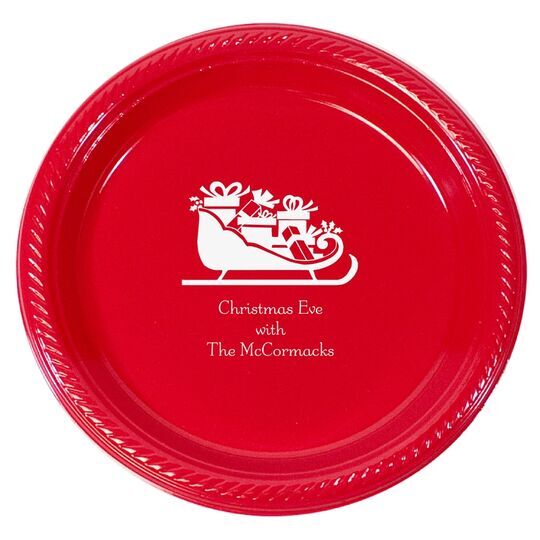 Victorian Sleigh with Presents Plastic Plates