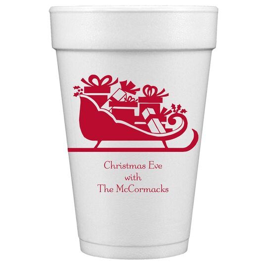 Victorian Sleigh with Presents Styrofoam Cups