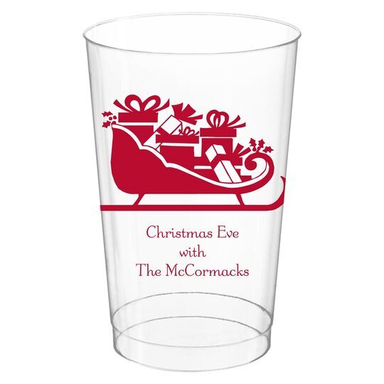 Victorian Sleigh with Presents Clear Plastic Cups