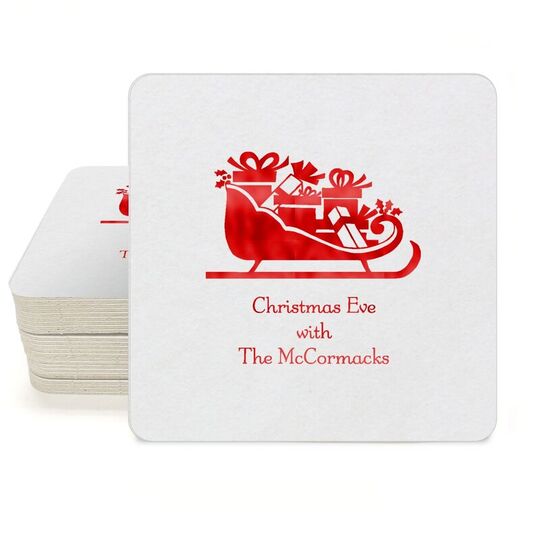 Victorian Sleigh with Presents Square Coasters