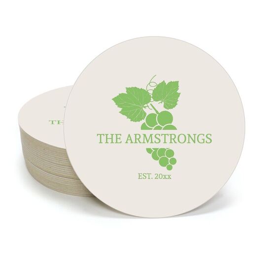 Wine Grapes Round Coasters