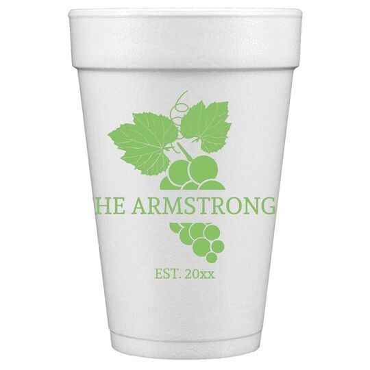 Wine Grapes Styrofoam Cups