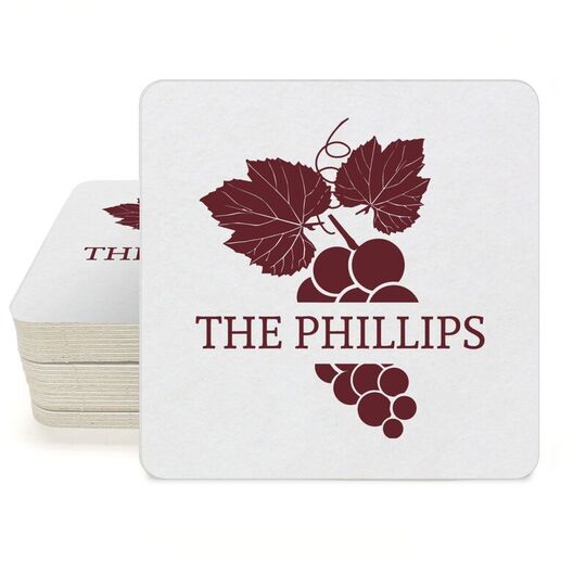 Wine Grapes Square Coasters