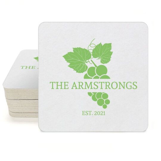 Wine Grapes Square Coasters