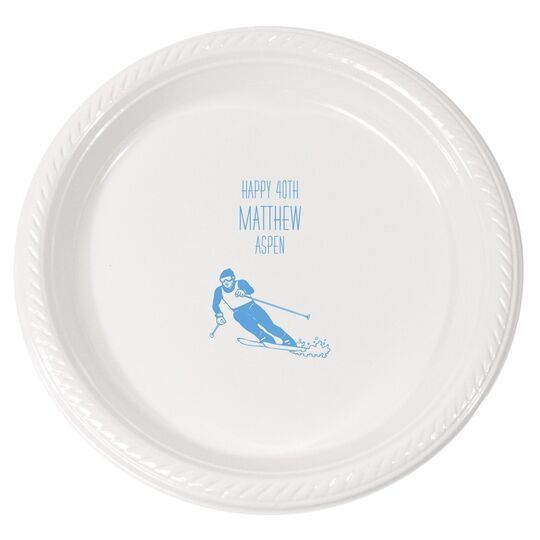 Skier  on the Slopes Plastic Plates